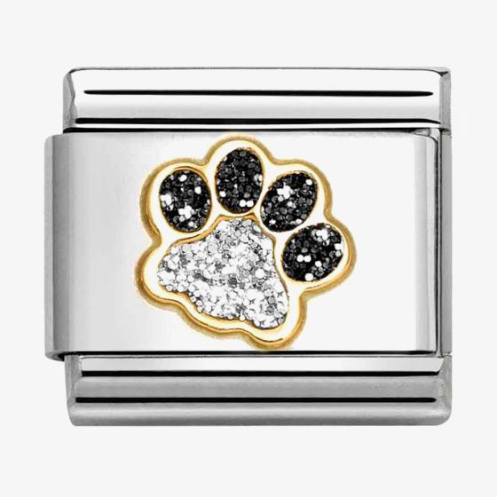 Nomination CLASSIC Gold Black & Silver Glitter Paw Charm 030220/22