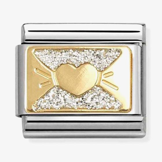 Nomination Classic Glitter Plates Heart Bow Charm 030224/11