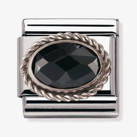 Nomination CLASSIC Silvershine Ornate Settings Oval Black Charm 330604/011