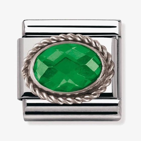 Nomination CLASSIC Silvershine Ornate Settings Oval Green Charm 330604/027