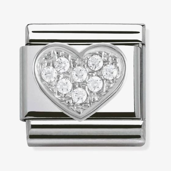 Nomination CLASSIC Silvershine White Cubic Zirconia Heart Charm 330304/01