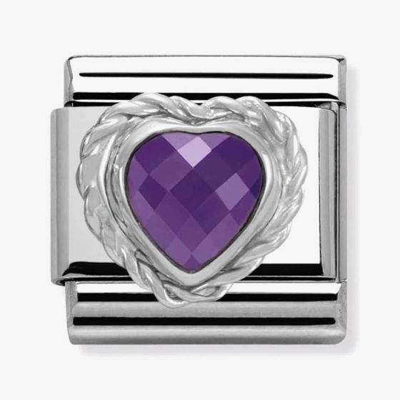 Nomination CLASSIC Silvershine Faceted Hearts Purple Cubic Zirconia Charm 330603/001