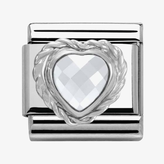 Nomination CLASSIC Silvershine Faceted Hearts White Cubic Zirconia Charm 330603/010