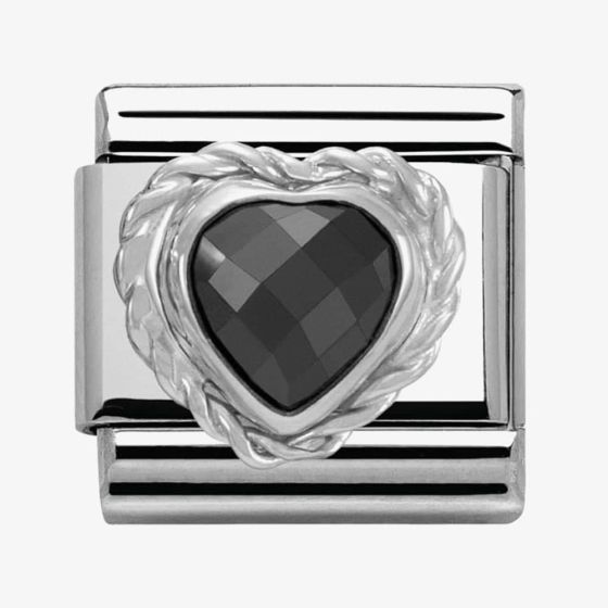 Nomination CLASSIC Silvershine Faceted Hearts Black Cubic Zirconia Charm 330603/011