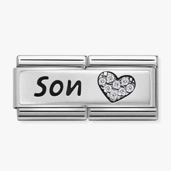 Nomination CLASSIC Silvershine Double Link Heart Son Charm 330731/03