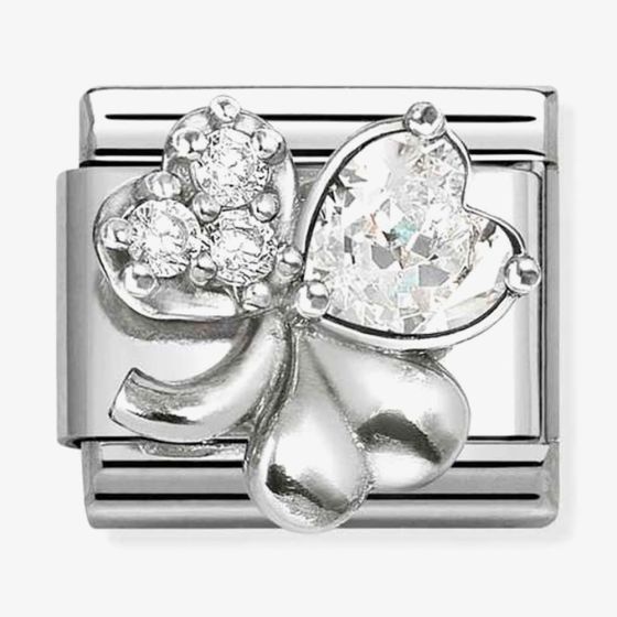 Nomination Classic Symbols White Sparkling Clover Charm 330322/12