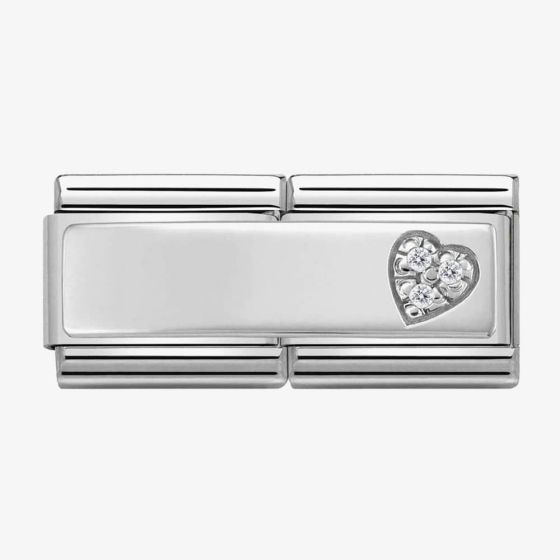 Nomination CLASSIC Silvershine Symbols Stainless Steel Cubic Zirconia Heart Double Charm 330731/09