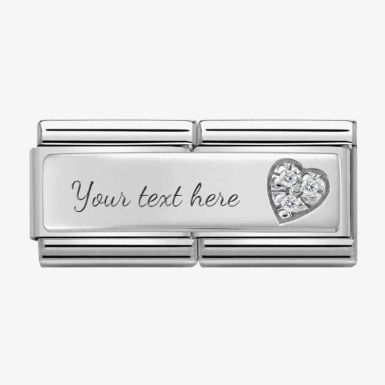 Nomination CLASSIC Silvershine Symbols Stainless Steel Cubic Zirconia Heart Double Charm 330731/09