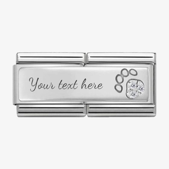 Nomination CLASSIC Silvershine Symbols Stainless Steel Cubic Zirconia Paw Print Double Charm 330731/13