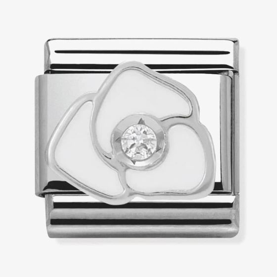 Nomination CLASSIC Silvershine White Rose Flower Charm 330305/06