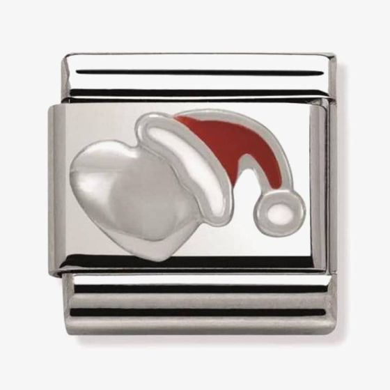 Nomination CLASSIC Silvershine Christmas Heart and Santa Hat Charm 330204/05K