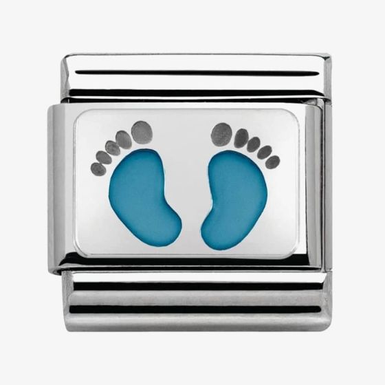 Nomination CLASSIC Silvershine My Family Blue Baby Feet Charm 330208/15