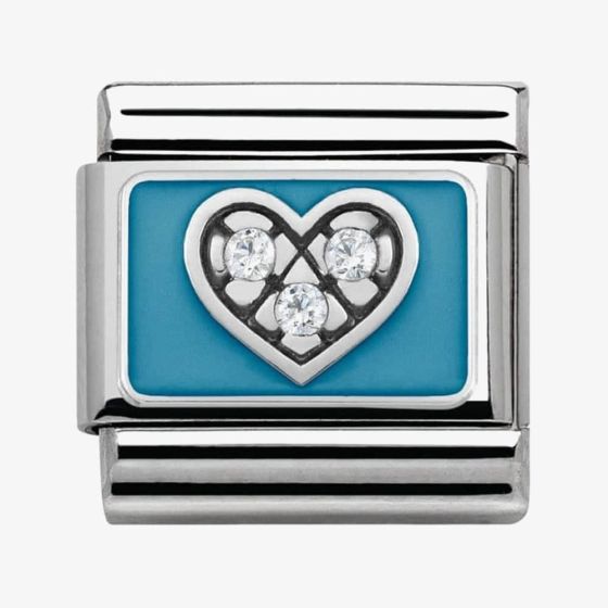Nomination CLASSIC Silvershine My Family Blue Heart Charm 330306/07