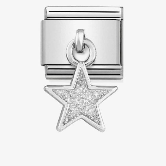Nomination CLASSIC Silvershine White Glitter Star Drop Charm 331805/02