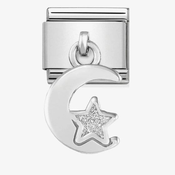 Nomination CLASSIC Silvershine Moon And Star Glitter Drop Charm 331805/05