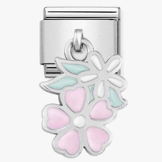 Nomination CLASSIC Silvershine Pink And White Flower Drop Charm 331805/10