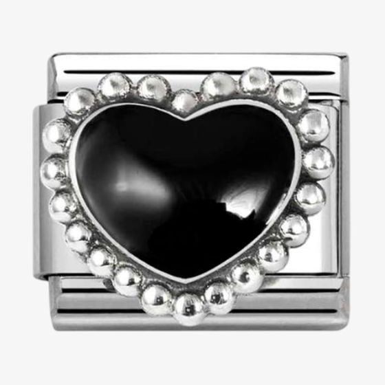 Nomination Stainless Steel & Silver Black Dotted Heart Charm 330204/38