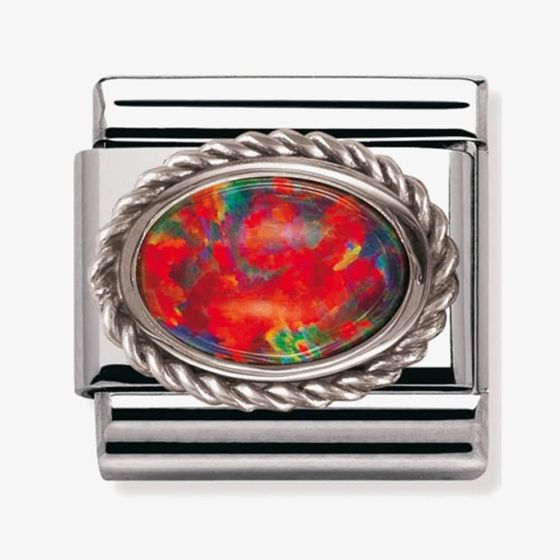 Nomination CLASSIC Silvershine Ornate Settings Red Opal Charm 330503/08
