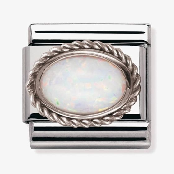 Nomination CLASSIC Silvershine Ornate Settings White Opal Charm 330503/07