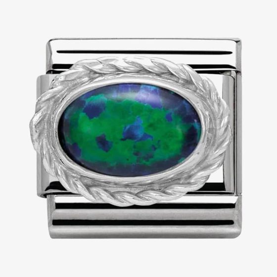 Nomination CLASSIC Silvershine Ornate Settings Green Opal Charm 330503/26
