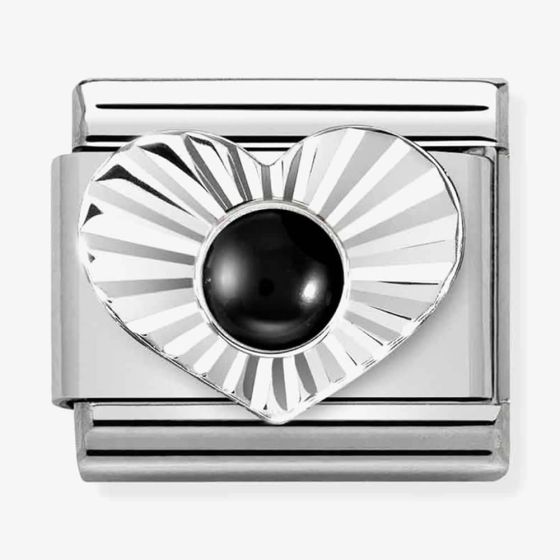 Nomination CLASSIC Composable Black Agate Heart Fluted Bezel Charm 330508/02