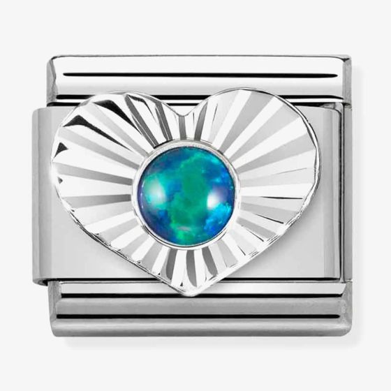 Nomination CLASSIC Composable Green Opal Heart Fluted Bezel Charm 330508/26