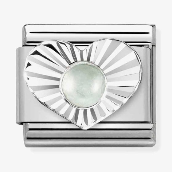Nomination CLASSIC Composable Milky Aquamarine Heart Fluted Bezel Charm 330508/31
