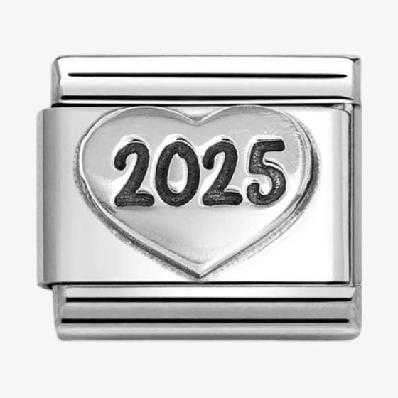 Nomination CLASSIC Silvershine Silver & Black 2025 Heart Charm 330101/77