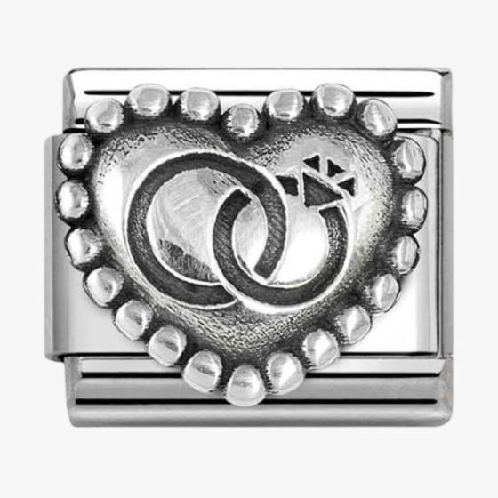 Nomination Stainless Steel & Silver Wedding Rings Bead Heart Charm 330101/90