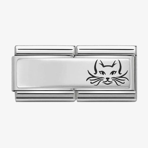 Nomination CLASSIC Silvershine Stainless Steel Engraved Cat Double Charm 330710/17