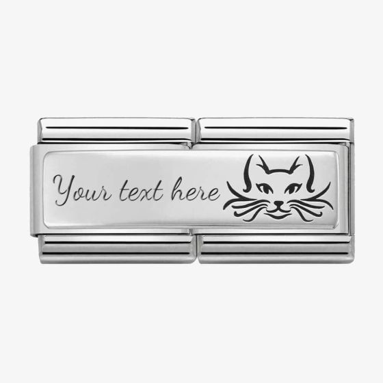 Nomination CLASSIC Silvershine Stainless Steel Engraved Cat Double Charm 330710/17