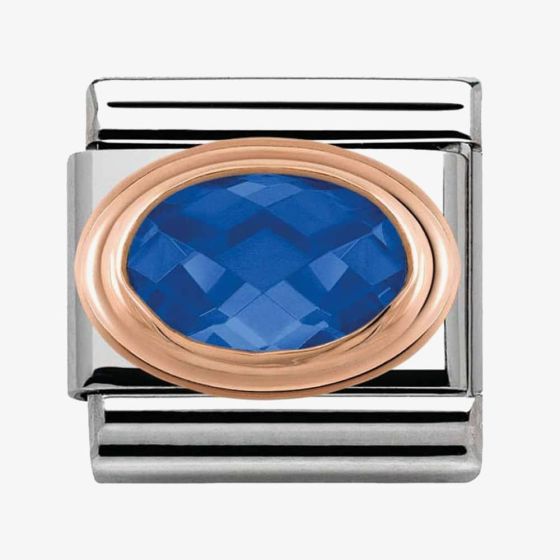 Nomination CLASSIC Rose Gold Blue Faceted Cubic Zirconia Charm 430601/007