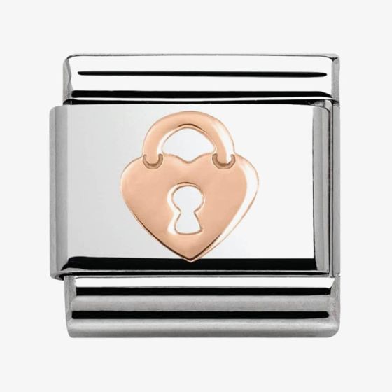 Nomination CLASSIC Rose Gold Plates Heart Lock Charm 430104/15