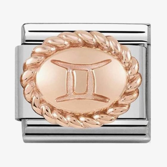 Nomination CLASSIC Rose Gold Oval Zodiac Gemini Charm 430109/03