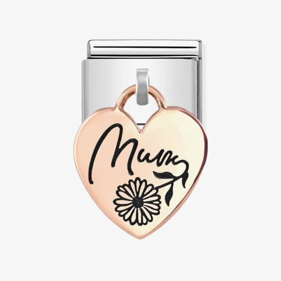 Nomination CLASSIC Composable Rose Gold Mum Heart Pendant Charm 431803/03