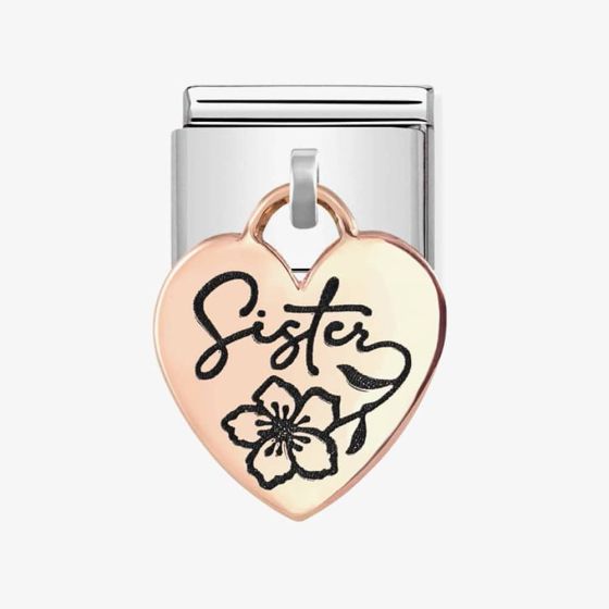 Nomination CLASSIC Composable Rose Gold Sister Heart Pendant Charm 431803/05