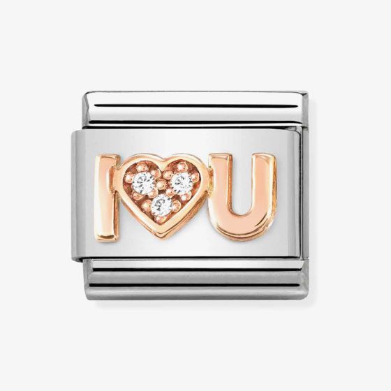 Nomination CLASSIC Composable Romance Cubic Zirconia I Love U Heart Charm 430305/36