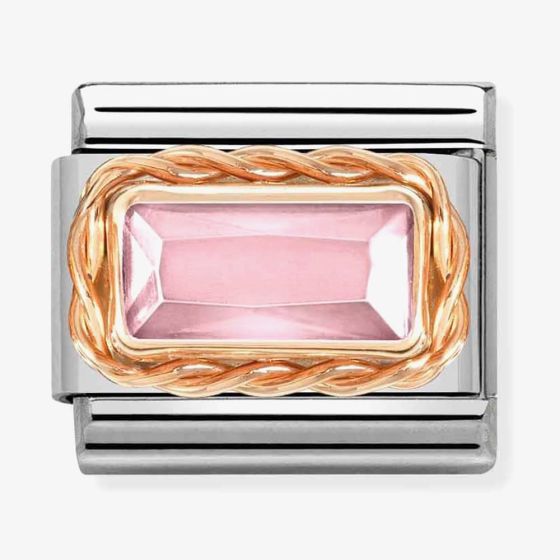 Nomination CLASSIC Composable Pink Cubic Zirconia Rose Gold Rope Charm 430604/003