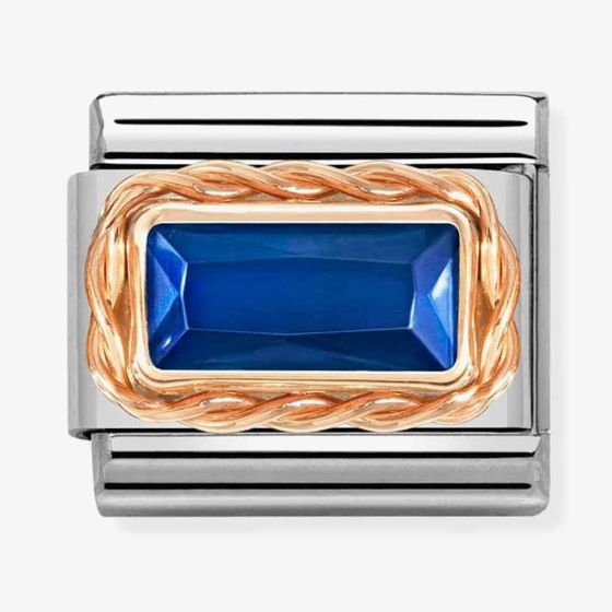 Nomination CLASSIC Composable Navy Cubic Zirconia Rose Gold Rope Charm 430604/007