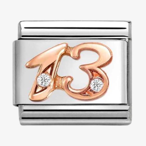 Nomination CLASSIC Rose Gold Cubic Zirconia Number 13 Charm 430315/13