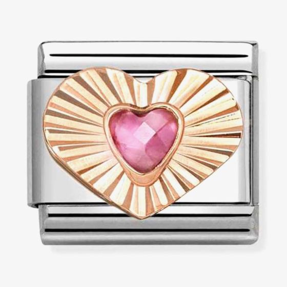 Nomination Classic Rose Gold Heart Pink Cubic Zirconia Charm 430610/003