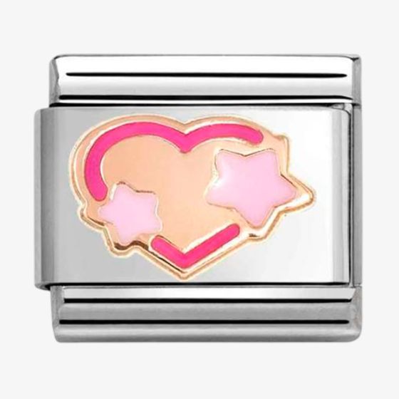 Nomination Stainless Steel 9ct Rose Gold Pink Heart & Stars Charm 430202/41