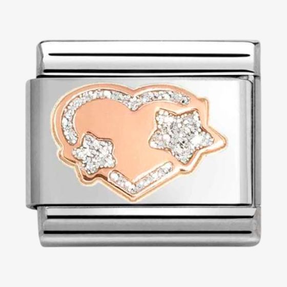 Nomination Stainless Steel 9ct Rose Gold Silver Glitter Star Heart Charm 430202/42