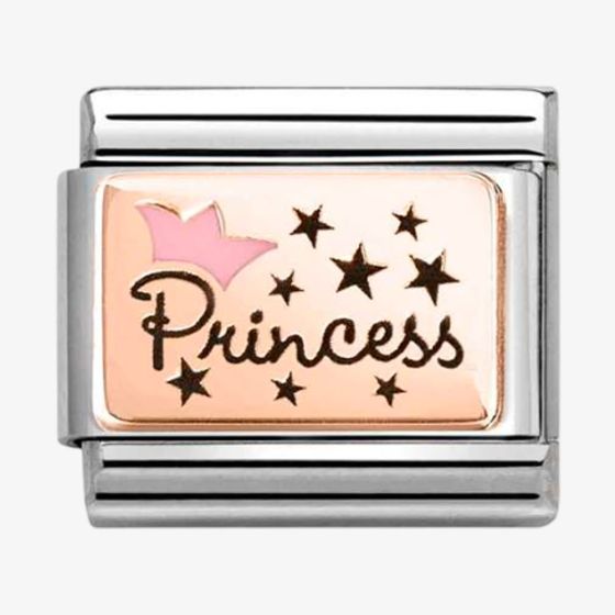 Nomination Stainless Steel 9ct Yellow Gold Pink Princess Crown Charm 430204/02