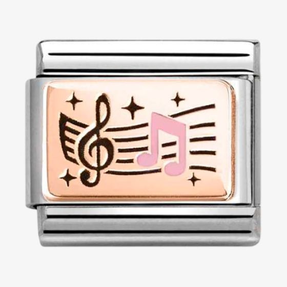 Nomination Stainless Steel 9ct Yellow Gold Black & Pink Musical Notes Charm 430204/06