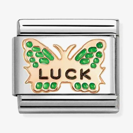 Nomination Classic Rose Gold Green Luck Butterfly Charm 430202/48