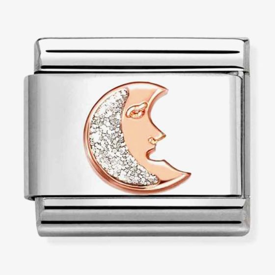 Nomination Composable Classic Rose Gold Glitter Moon Charm 430205/05