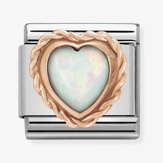 Nomination CLASSIC Rose Gold Stones Heart White Opal Charm 430509/22
