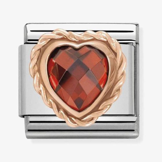 Nomination CLASSIC Rose Gold Faceted Heart Red Charm 430602/005