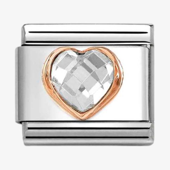 Nomination CLASSIC Rose Gold Cubic Zirconia Clear Heart Charm 430607/010